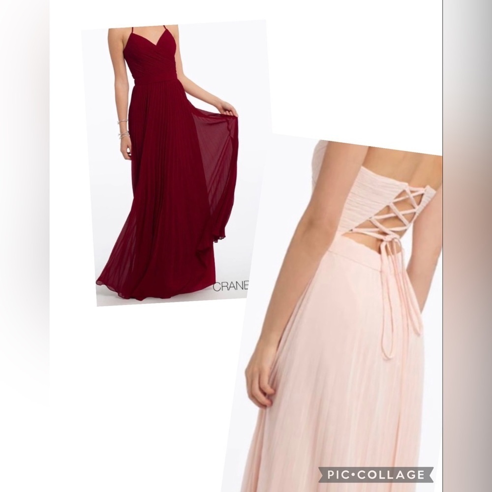 Chiffon Lace Up Back Pleat Dress - Plus - Cranberry